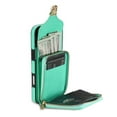 thumbnail image 6 of for iPhone 16 Plus Case Wallet with Shoulder Strap for Women - Crossbody Lanyard,Zipper Pocket,Credit Card Holder,Shockproof - Metal Buckle Closure Premium PU Leather Case, Mint, 6 of 11