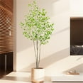 thumbnail image 4 of Artificial Ficus Tree 5FT Potted Fake Ficus Silk Plant with Lifelike Green Leaves, Tall Faux Indoor Tree for Living Room, Bedroom, Office, Balcony, Garden Decoration, 4 of 8
