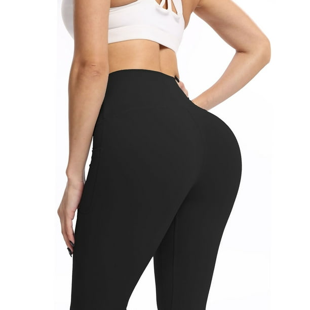 Moonker Women's Ultra Fine Brushed Nude Yoga Pants With Pockets High Waist  And Hips Thin Fitness Sports Yoga Pants 