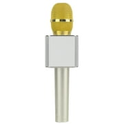 Microphone Super Bass wireles s Microphone bluetoot h 4.0 2600Mah Mobile Phone Karaoke Microphone Handheld Ktv Singing Speaker Microphone Karaoke Machine For IOS For Android, Gold