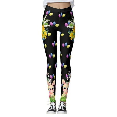 LowProfile High Waist Leggings for Women Easter Day Print Yoga Tights Compression Yoga Running Fitness Print Yoga Running Gym Casual Pants Black XXL