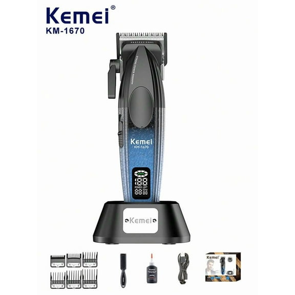 Kemei KM-1670 Electric Hair Clippers Professional Full Set 9000 RPM Barber Hair Cutting Tools