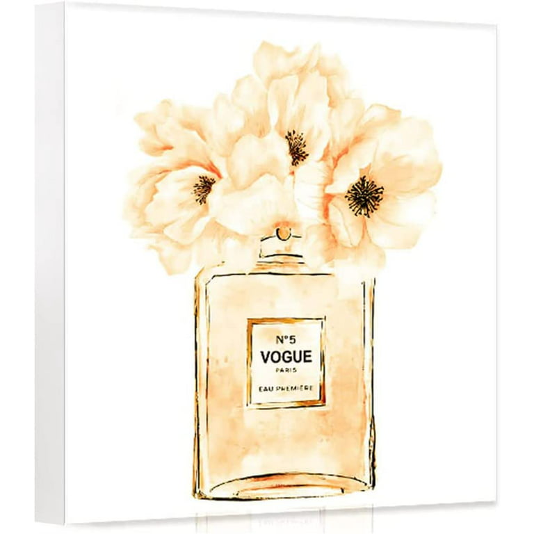 Canvas Wall Art Glam Perfume Chanel Pictures Wall Decor Orange