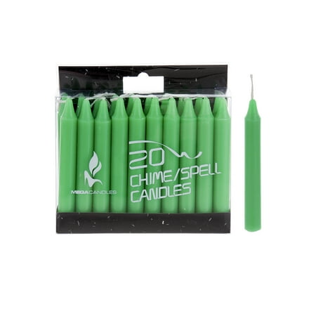- Mega Candles - Unscented 4 Inch Mini Chime Ritual Spell Taper Candles - Light Green, Set of 20