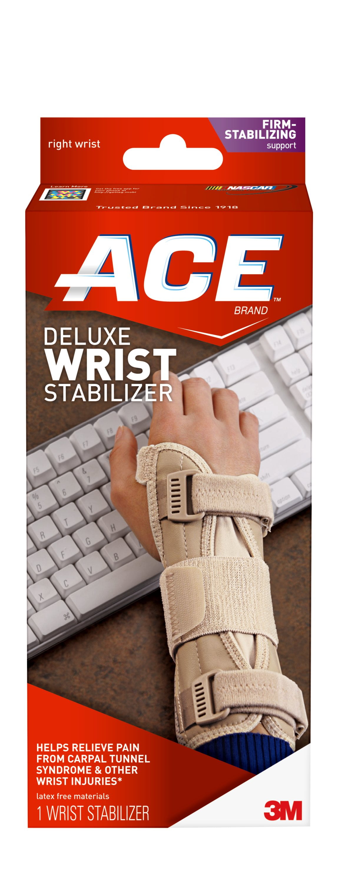 ACE Deluxe Antimicrobial Right Hand Wrist Stabilizer, Premium, Size 5