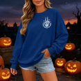 thumbnail image 2 of CONZONE Halloween Womens Sweatshirts Letter Skeleton Graphic Oversized Sweatshirt for Women Spooky Season Fall Winter Pullover Tops, 2 of 4