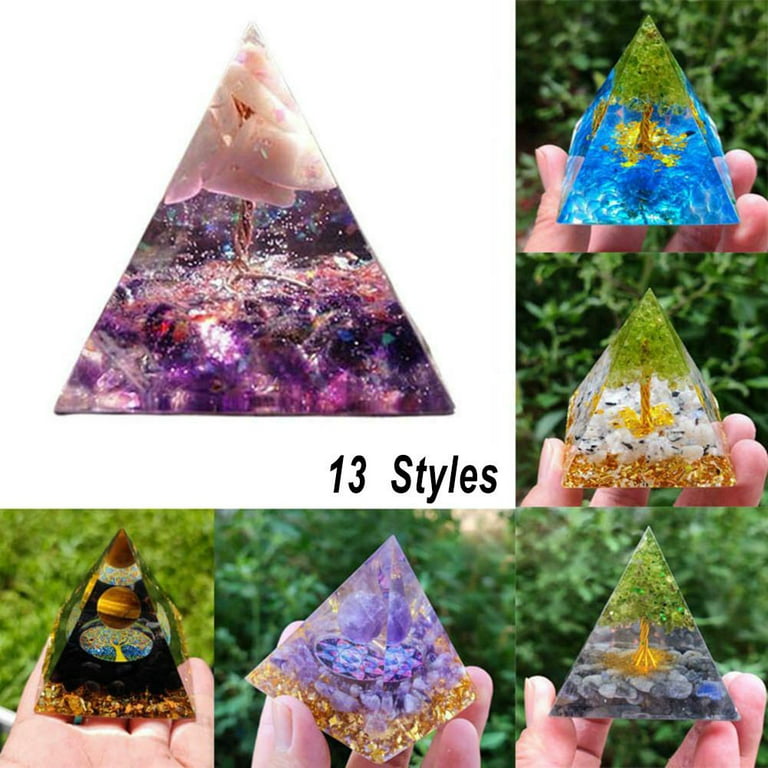 Chakra Healing Crystal Orgonite Amethyst Obsidians Stones Energy Orgone Pyramid Sufanic