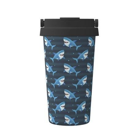 

Logiee Funny Sharks Print Stainless Steel Coffee Tumbler Travel Coffee Mug Insulated Coffee Mug with Lid Spill Proof Coffee Cup Portable Thermal Mug