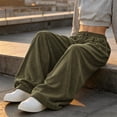 thumbnail image 4 of Mifsaly Women's Corduroy Casual Pants Wide Leg Baggy Sweatpants Fall Winter Drawstring Waist Workout Athletic Outfits with Pockets, 4 of 9