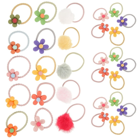 PAMINGONO Flower Shape Hair Ties for Girls 30Pcs Assorted Color Baby Showers