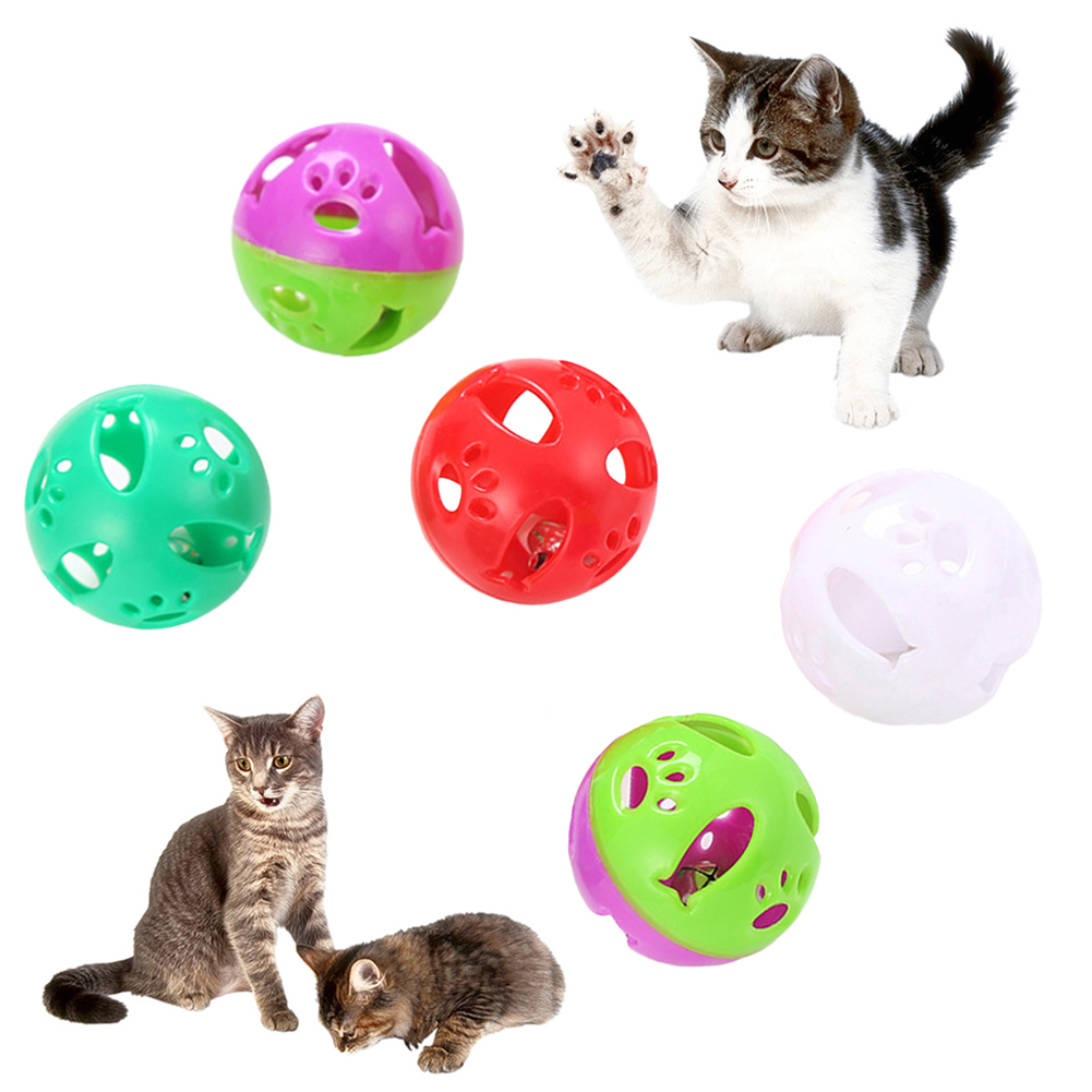 Cheers.US 5Pcs Cat Toy Ball with Bell, Ball Shape Bell Ball Playing