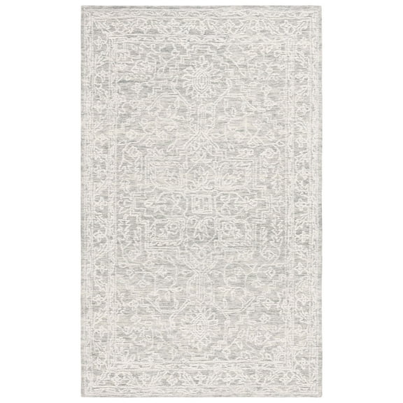 SAFAVIEH Ebony Ainslee Traditional Area Rug, Ivory/Grey, 6' x 9'