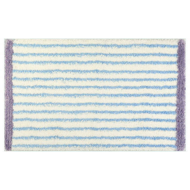 Alfombra de ba?o a rayas REGALWOVEN, tapete de ba?o antideslizante, alfombrilla absorbente y lavable a máquina para la decoración del hogar azul 20" x 32"