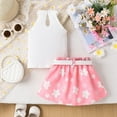 thumbnail image 5 of Fesfesfes Toddler Girls Summer Skirts Set Little Girls Ribbed Cotton Sleeveless Top+Pleated A-Line Mini Skirt 2Pcs Outfits Set 1-5 Years(Pink,18-24 Months), 5 of 9