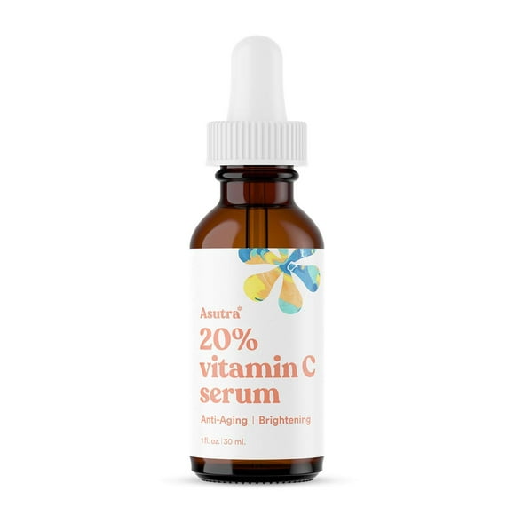 ASUTRA 20% Suero de vitamina C 1 fl oz - Suero facial iluminador de ácido ferúlico y hialurónico Vitamina E Aloe Jojoba