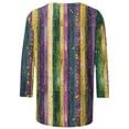 thumbnail image 4 of Mardi Gras Sweatshirt for Women Plus Size 3/4 Sleeve Striped Fat-Tuesday T-Shirt Funny Graphic Crew Neck New-Orleans Carnival Party Tee Tops Festival Outfits, 4 of 6