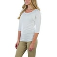 thumbnail image 5 of ToBeInStyle Women's Bow-Back 3/4 Sleeve Top With Side Shirring, 5 of 6