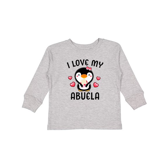 Inktastic I Love My Abuela with Cute Penguin and Hearts Girls Long Sleeve Toddler T-Shirt