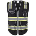 thumbnail image 1 of Chaleco de seguridad XIAKE de alta visibilidad negro con tiras reflectantes, 1 of 4