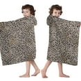 thumbnail image 4 of Black and Tan Leopard Print Hooded Bath Towel，50"x30" for Ages 3 To 12 Kids, Quick Dry Lightweight Soft Microfiber Hood Beach Towel Cover Up for Kids, 4 of 7