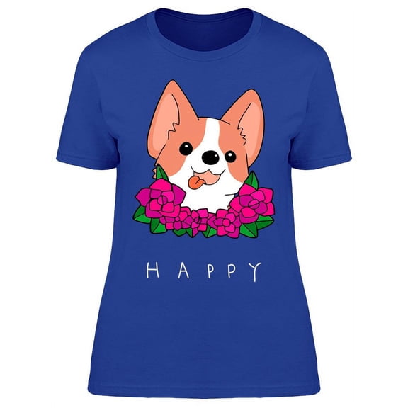 Corgi Smiling T-Shirt Women -Image by Shutterstock, Female 3X-Large