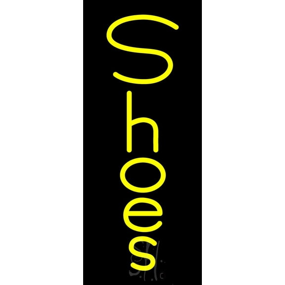 Vertical Yellow Shoes LED Neon Sign 10 x 24 - inches, Black Square Cut Acrylic Backing, with Dimmer - Bright and Premium built indoor LED Neon Sign for store interior Décor, Storefront.
