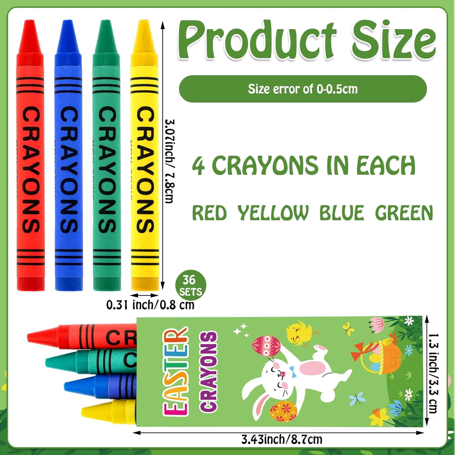 36 Boxes of 4 Pastel Easter Crayons Gifts Bulk Total 144 Religious Christian Bunny Basic Supplies and Basket Stuffers for Church Sunday Party Favors Drawing Art