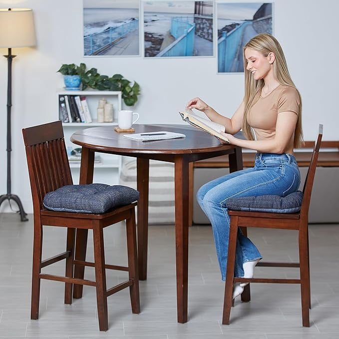 Klear Vu Gripper Overstuffed Universal Non Slip Dining Chair Cushions for Kitchen Decor or Office Use U Shaped Skid Proof Seat Pad 15x15 Inches 4 Count Waffle Navy Blue Walmart