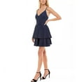 thumbnail image 3 of Speechless Womens Juniors' V-Neck Fit & Flare Dress, Navy, Size 17, 3 of 3