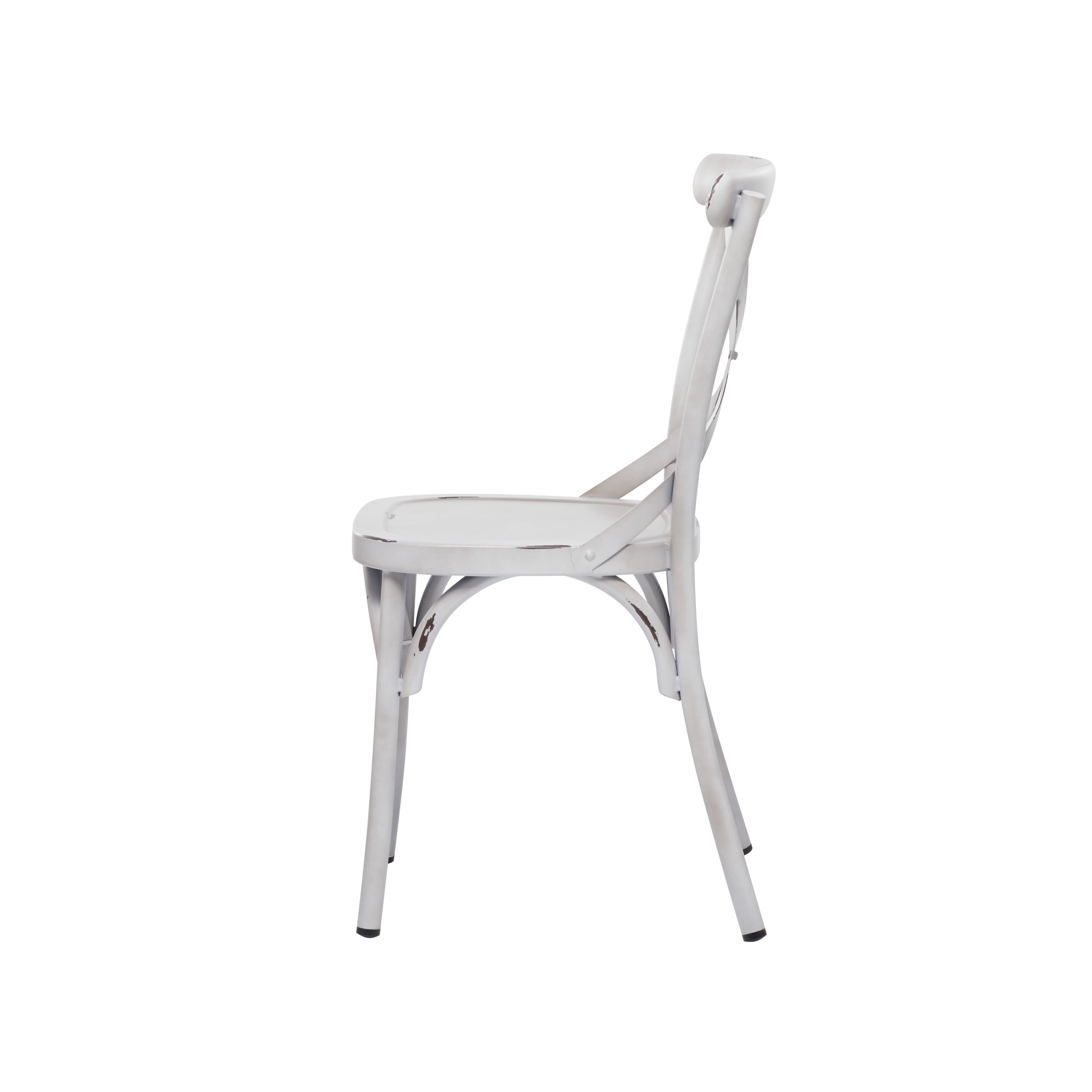 DecMode 19"W, 35"H Metal Farmhouse Outdoor Dining Chair, White, 2-Piece