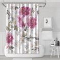 thumbnail image 1 of Ensemble de Rideau de Douche avec Doublure à Boutons-Pression, Fleurs Rouges Automne Vintage (3) Rideaux de Douche Doublure de Douche Imperméable, Simple Doublure de Rideaux en Polyester, 72x72 Pouces, 1 of 4