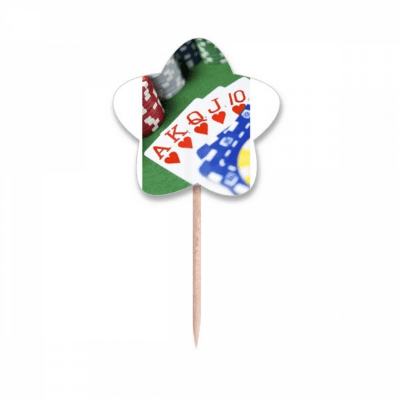 Flush Hearts Gambling Poker Photo Toothpick Flags Star Lable Cupcake Picks