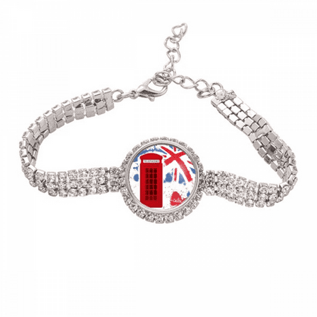 britain uk london flag red teleph booth Tennis Chain Anklet Bracelet Diamond Jewelry