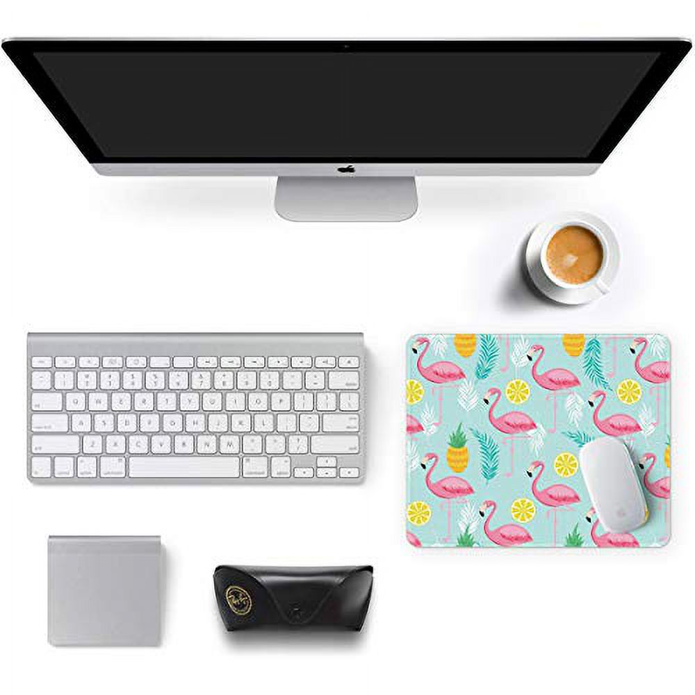 Auhoahsil Mouse Pad, Square Flamingo Design Anti-Slip Rubber Mousepad with Durable Stitched Edges for Gaming Office Laptop Computer PC Men Women, Cute Custom Pattern, 9.8 x 7.9 Inch, Tropical Style - image 3 of 7