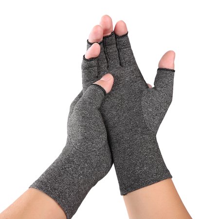 

1 Pair Indoor Sports Breathable Gloves Health Care Compressive Gloves for Rehabilitation Training and Arthritis - Size L (Grey)