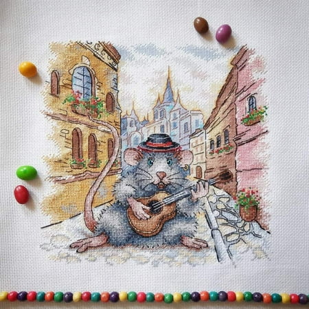 UPC: 4627128731393 | Cross-Stitch Kit Spanish Serenade SNV-697 Needlework City Easy Gray By MP Studia