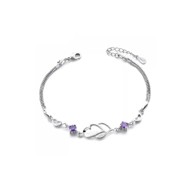 Pulsera Youth con forma de corazón de amatista de plata 925 para mujer