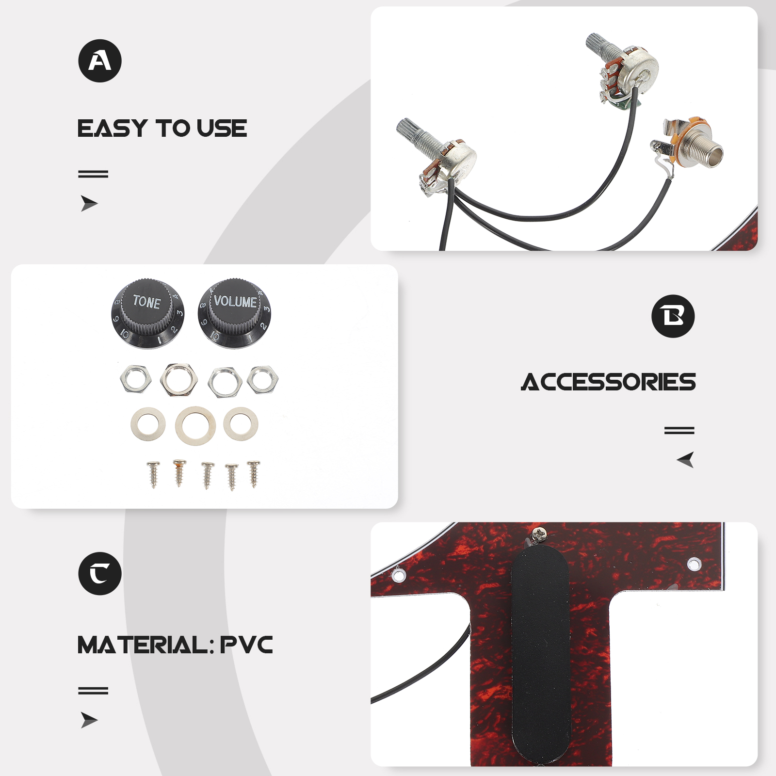 AURARMLET Mandolin Pickguard Assembly with Built-in Pickup and Multicolor PVC Protective Cover 15.20 x 13.05 x 0.25 cm