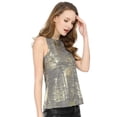 thumbnail image 4 of INSPIRE CHIC Camiseta Sin Mangas Con Chaleco Brillante Metálico Brillante Sin Mangas Para Fiesta Y Club Para Mujer Plata L, 4 of 6