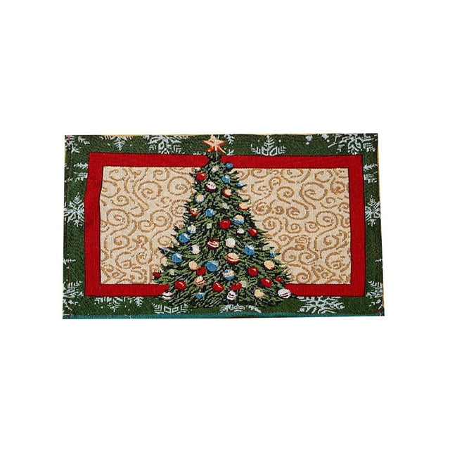 Christmas Table Decoration Knitted Cloth Placemat for Parties Featuring Old Man and Small Tree Design