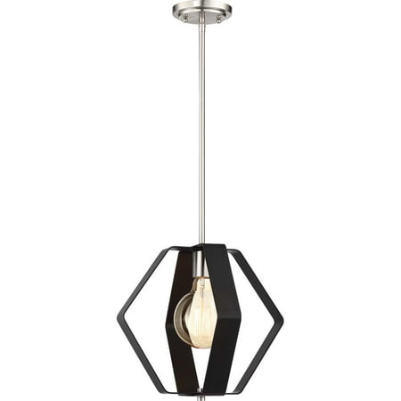 Nuvo Lighting 14 in. 60w 1-Light Zen Pendant Matte Black / Brushed Nickel Finish