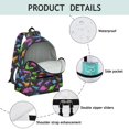 thumbnail image 4 of Black Colorful Dinosaurs Pattern Cute School Backpack with Padded Back and Adjustable Shoulder Straps 13.4"x11"x4.7", 4 of 5