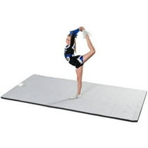 Dollamur 5'x10'x1-3/8" Gymnastics Mat, Gray, Carpeted Mat for Tumbling and Cheerleading, FLEXI-Roll®