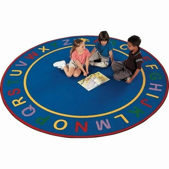 Carpets for Kids Alpha Rug, 6 Feet, Round, Blue