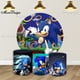 thumbnail image 2 of Fondo redondo de Sonic Hedgehog para decoración de fiesta de cumpleaños de niños, temática de juego, cubiertas cilíndricas, fondo fotográfico de tela, 2 of 5