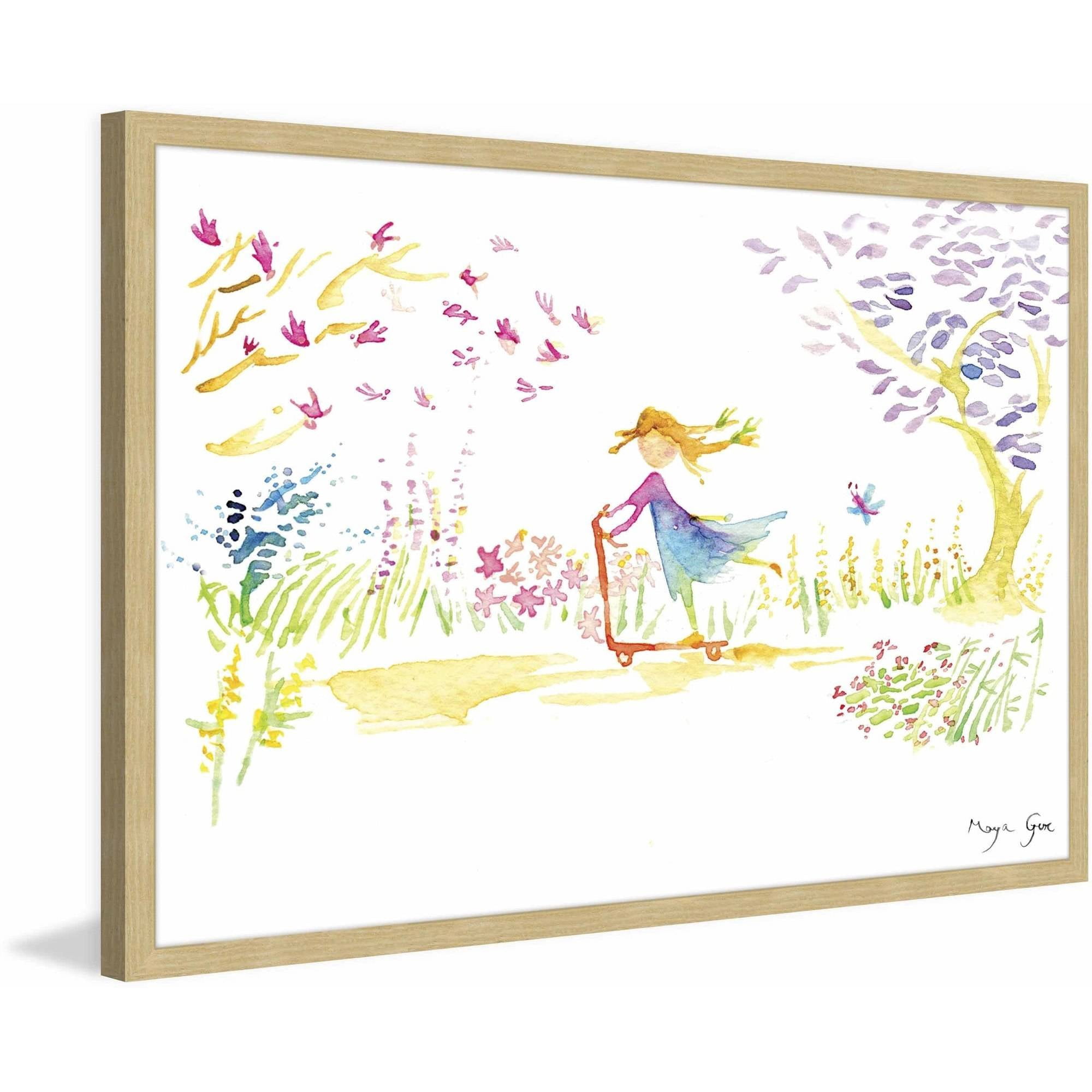 Marmont Hill "Girl on Scooter" by Maya Gur Framed Painting Print