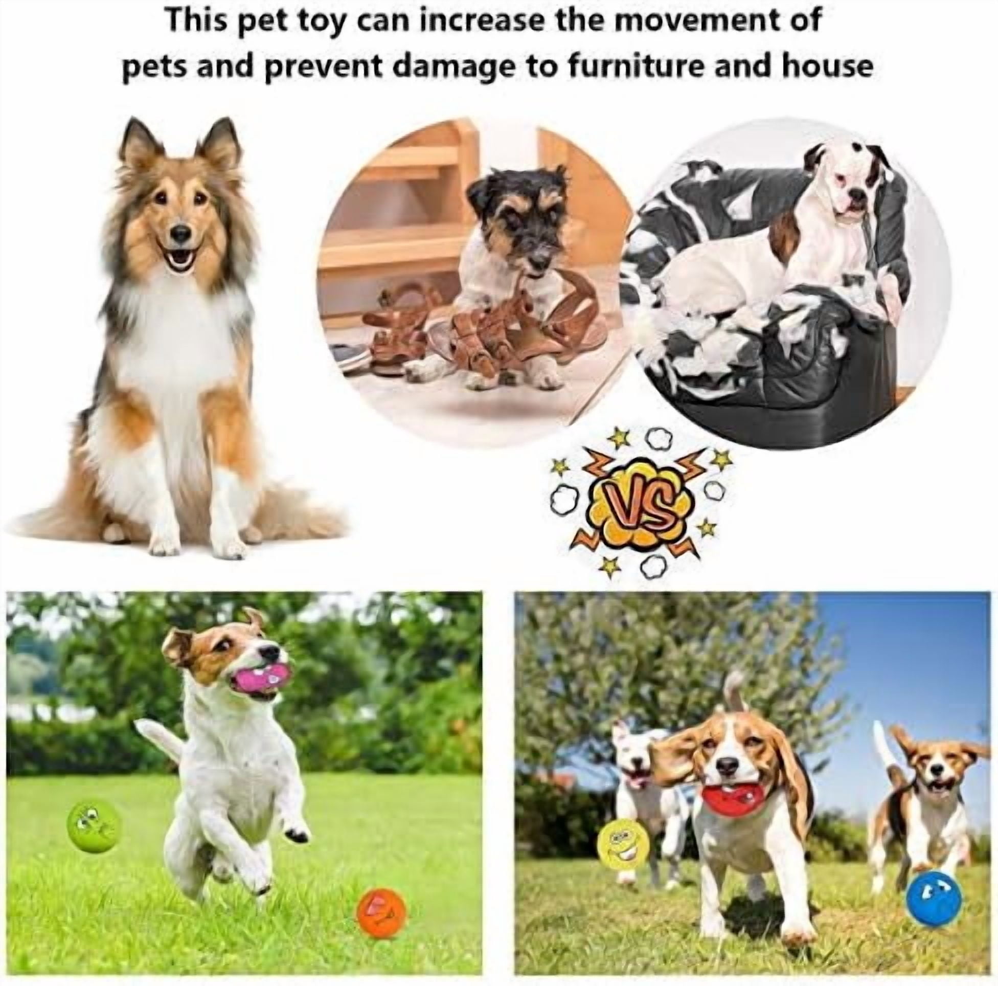 Dog Toy Squeaky Dog Toys Funny Face Chewing Latex Rubber Soft Fetch Play Interactive Dog Balls for Puppy Small Medium Pet Dog (6PCS)