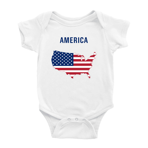 United States Map Flag Cute Baby Romper (White, 18-24 Months)
