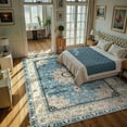 thumbnail image 2 of Lahome Decor Area Rugs for Living Room 9'x12' Washable Oriental Floral Medallion Rug Indoor Printed Carpet Non Slip Mat for Dining Bedroom Nursery Playroom Home Decor, Blue, 2 of 9