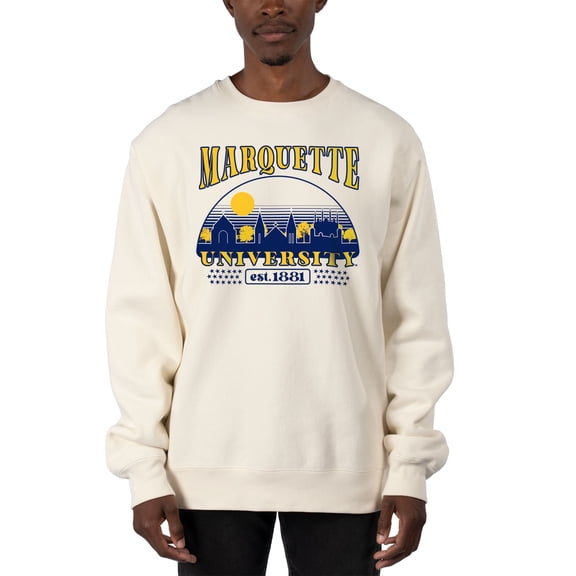 Men's Uscape Apparel Cream Marquette Golden Eagles Premium Heavyweight Pullover Sweatshirt
